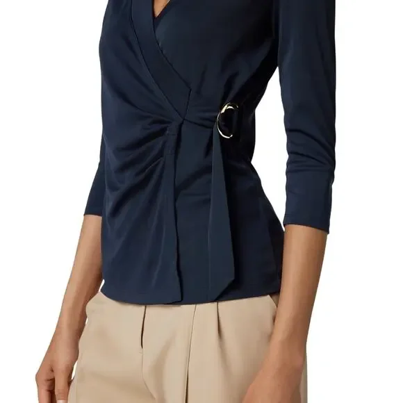 Lauren Ralph Lauren Stretch Jersey Top Navy Size 2X - Picture 3 of 5